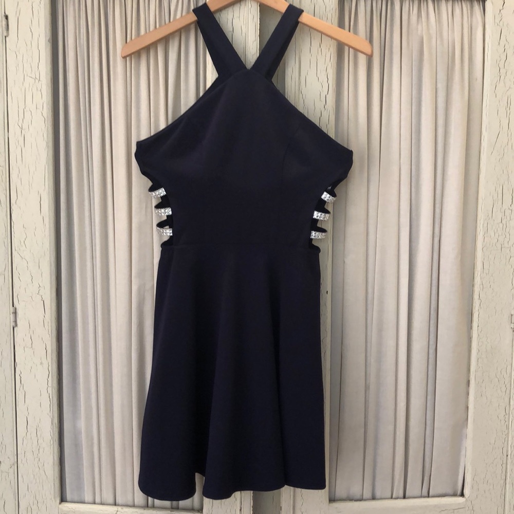 NEW W/TAGS - Navy Blue dress w/ rhinestone accents